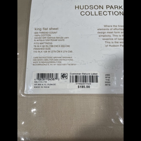NIB [ King ] 600TC Cotton Flat Sheet for Hudson Park in Plumice‎ - Picture 4 of 11